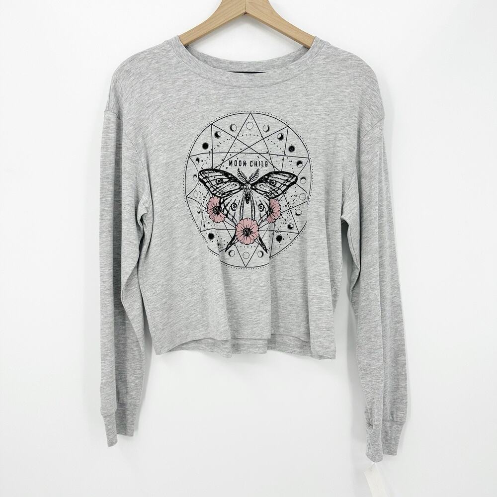 Weekend Soul XS Crop Sweatshirt Women's Boho Whimsigoth Astrological Soft Grunge